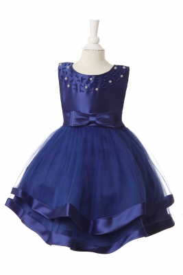 Girls Dress Style 10008 - Elegant Sleeveless Infant Dress with Pearl Details in Choice of Color